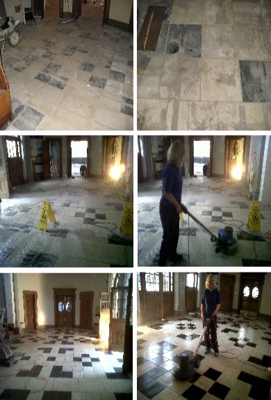 Professional stone floor cleaning